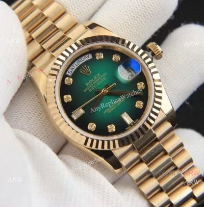 Best Copy Rolex Day-Date 36 Green-Rose Gold Presidential Watch